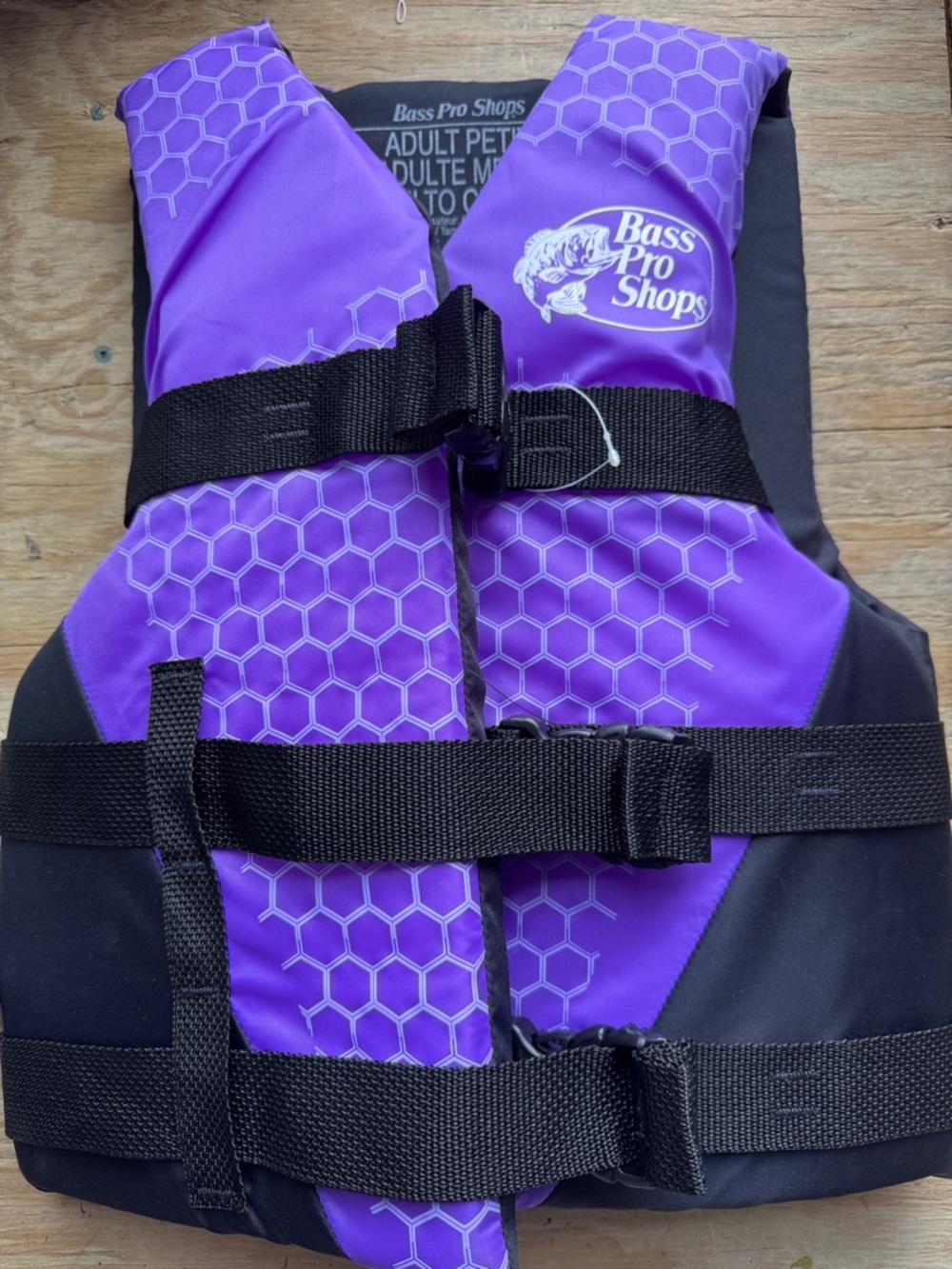 Bass Pro Shops Purple and Black Life Vest with Hex Pattern